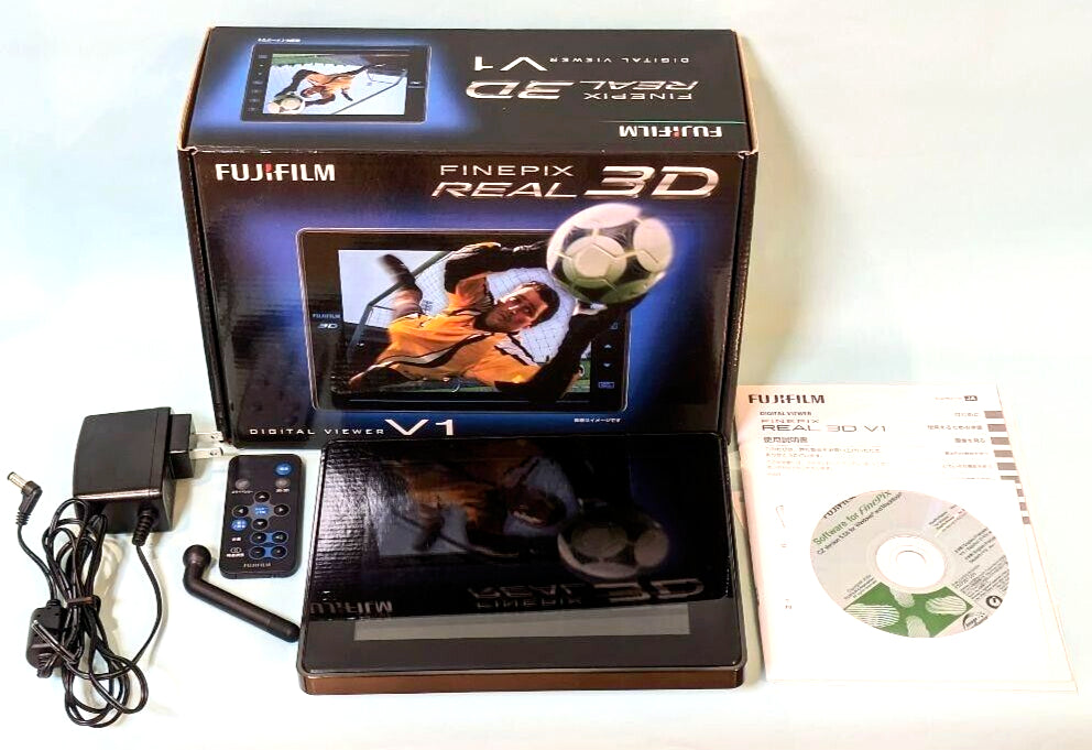 Fujifilm FinePix Real 3D W3 & V1 10.0MP Camera Black W/ Box Japan [Mint] #1140A