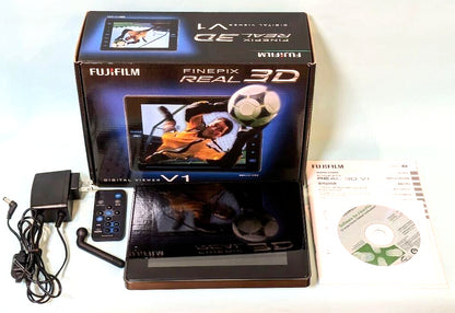 Fujifilm FinePix Real 3D W3 & V1 10.0MP Camera Black W/ Box Japan [Mint] #1140A