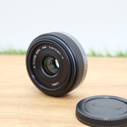 Panasonic LUMIX G 20mm f/1.7 ASPH H-H020 Lens Black  W/ Box Japan [Mint] #1124A