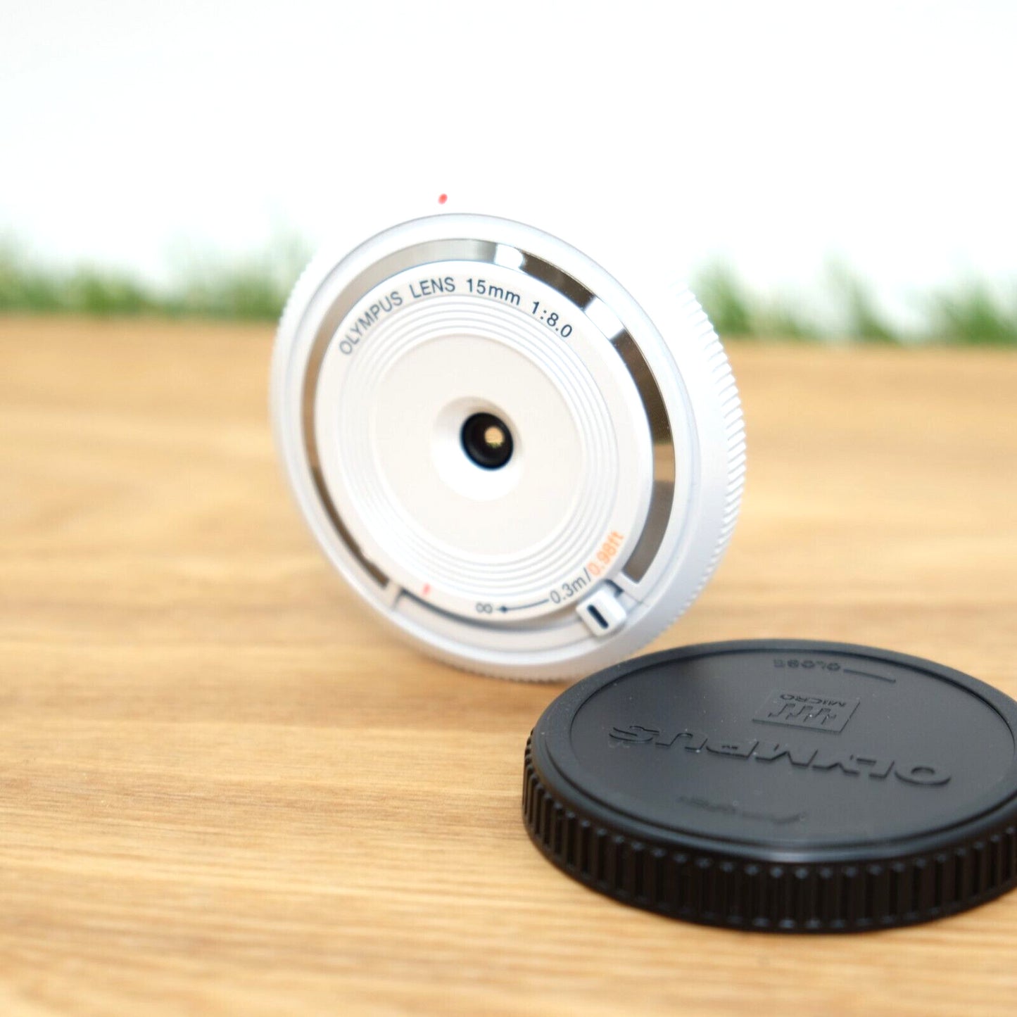 Olympus 15mm f/8 Lens BCL-1580 White for PEN Camera W/ Box Japan [Mint] #1139A