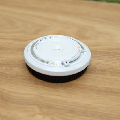 Olympus 15mm f/8 Lens BCL-1580 White for PEN Camera W/ Box Japan [Mint] #1139A