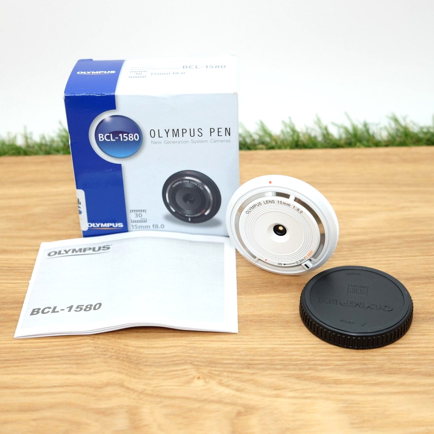 Olympus 15mm f/8 Lens BCL-1580 White for PEN Camera W/ Box Japan [Mint] #1139A