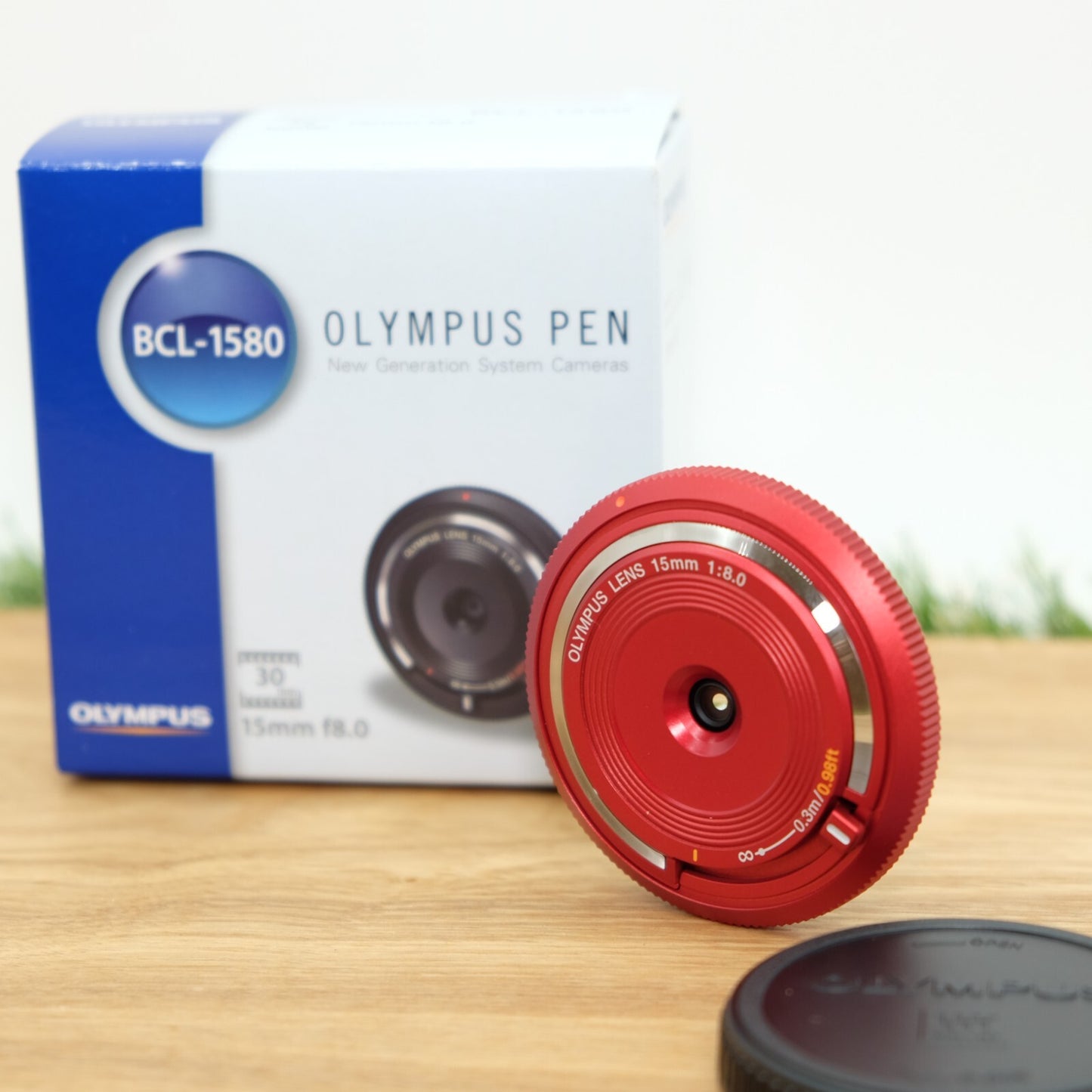Olympus 15mm f/8 Lens BCL-1580 Red for PEN Camera W/ Box Japan [Mint] #1077C