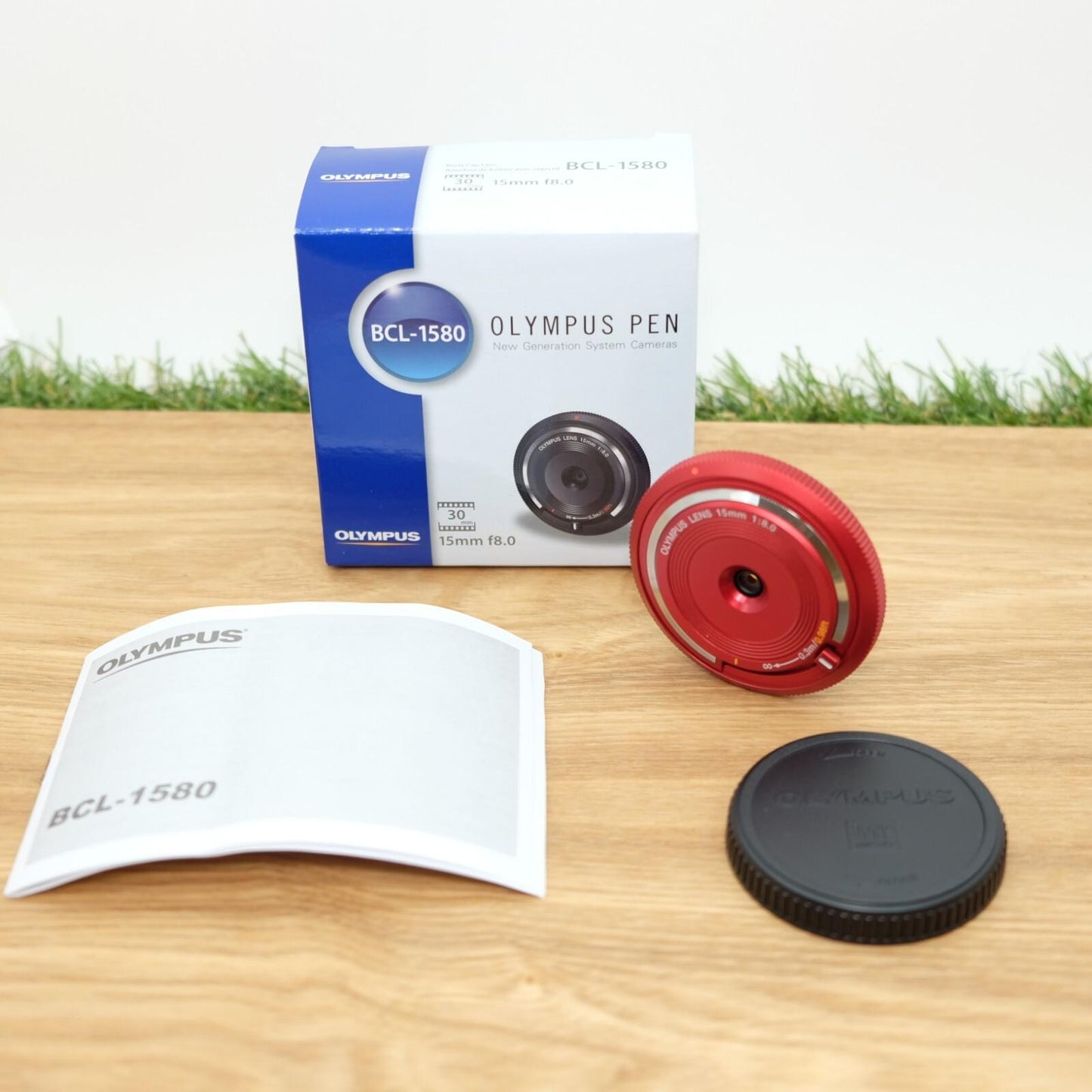 Olympus 15mm f/8 Lens BCL-1580 Red for PEN Camera W/ Box Japan [Mint] #1077C