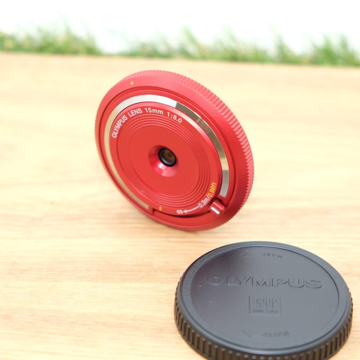 Olympus 15mm f/8 Lens BCL-1580 Red for PEN Camera W/ Box Japan [Mint] #1077C