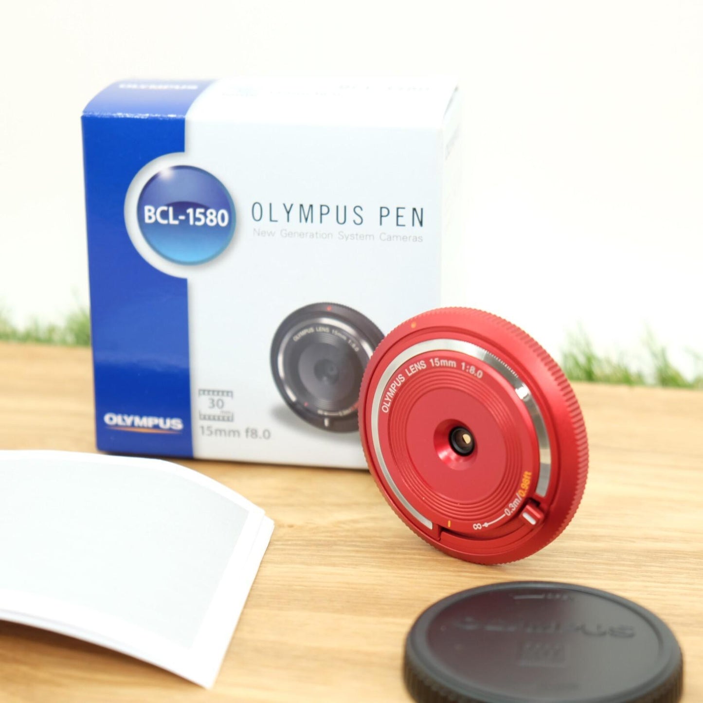 Olympus 15mm f/8 Lens BCL-1580 Red for PEN Camera W/ Box Japan [Mint] #1077C