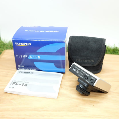 Olympus FL-14 Electronic Shoe Mount Flash W/ Box & Case Japan [Mint] #1274
