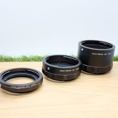 Asahi PENTAX 6x7 Auto Extension Tube 67 Ring 1 2 3 Set  W/ Case [N Mint] #1175B