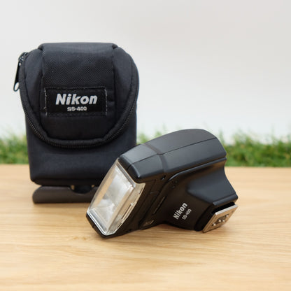 Nikon Speedlight SB-400 Shoe Mount Flash Tested W/Case Black Japan [Mint] #1220A