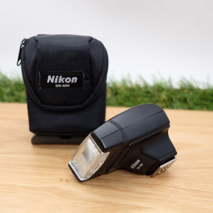 Nikon Speedlight SB-400 Shoe Mount Flash Tested W/Case Black Japan [Mint] #1220A