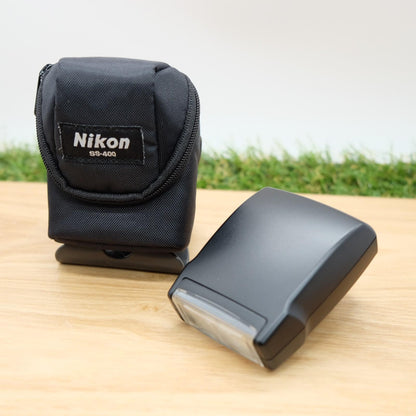 Nikon Speedlight SB-400 Shoe Mount Flash Tested W/Case Black Japan [Mint] #1220A