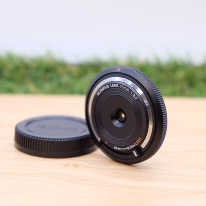 Olympus 15mm f8 Lens BCL-1580 Black for PEN Camera W/ Cap Japan [N Mint] #1041C