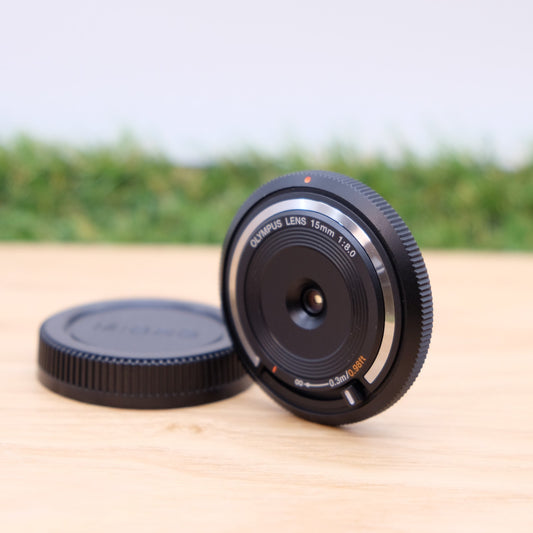 Olympus 15mm f8 Lens BCL-1580 Black for PEN Camera W/ Cap Japan [N Mint] #1041C